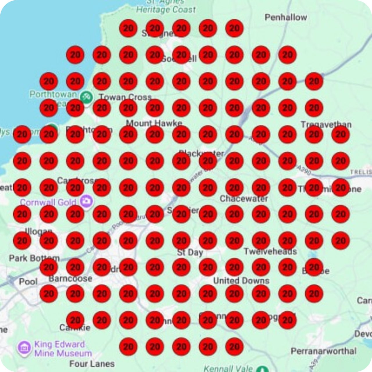 Low Google Map Pack visibility example